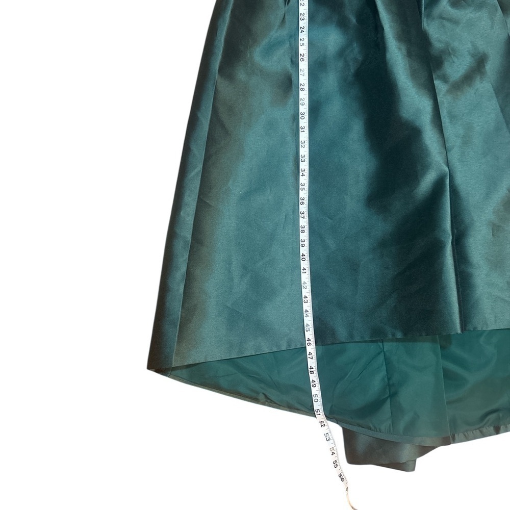 Carmen Marc Valvo Formal Event Emerald High-Low Beaded Mikado Gown Sz 8 - Picture 7 of 9